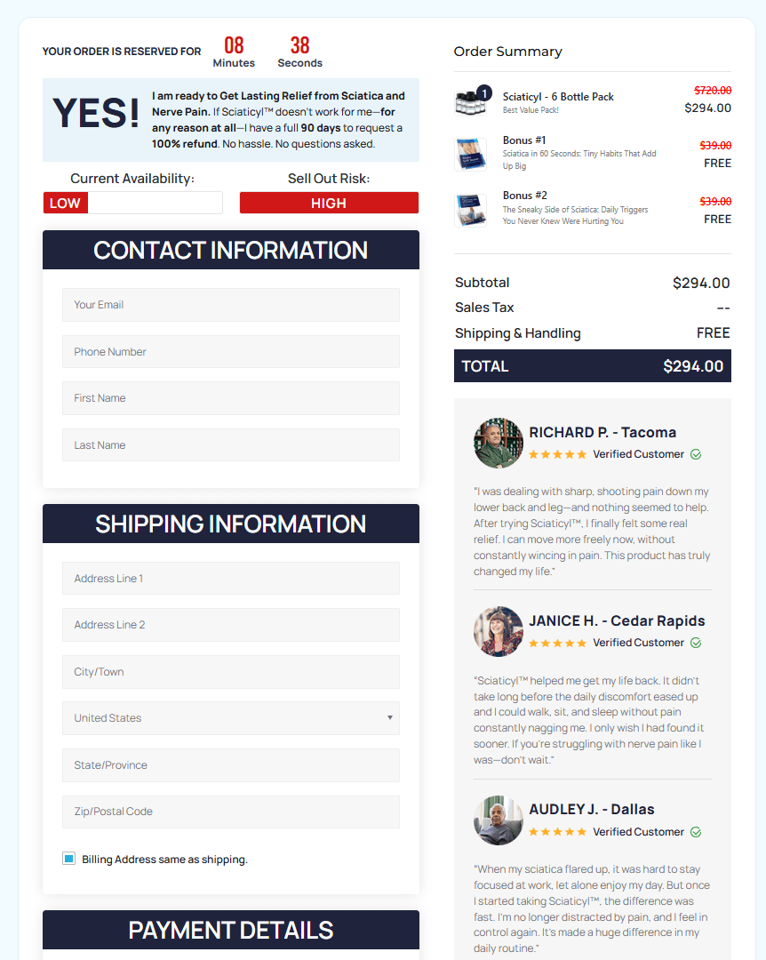 Sciaticyl order page